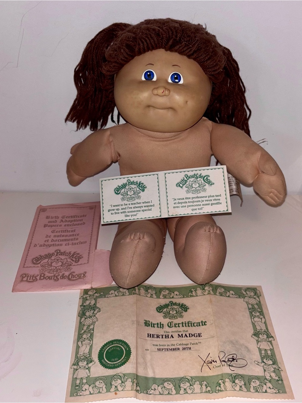 Vintage Cabbage Patch Doll with adoption papers